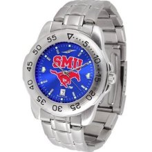 Southern Methodist University Mustangs Men's Stainless Steel Wristwatc