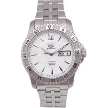 Stainless Stee Seiko 5 White Dial Automatic Link Bracelet