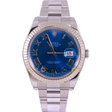 Stainless Steel 41mm Datejust II Model 116334 Blue Dial & Roman Numerals