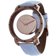 Steinhausen Mens Stainless Steel Floating Quartz Rose Gold Dial Watch with Lizard Grain Leather Band (Rose Gold/White)