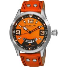 Stuhrling 141A Eagle Brigade Orange Leather Strap Men's Watch