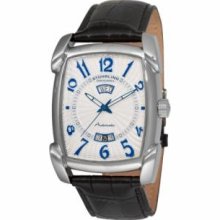 Stuhrling Original 98XL.33152 Mens Classic Manchester Ozzie Xl Slim Swiss Quartz with Stainless Steel Case Silver Dial and Black Leather Strap Watch