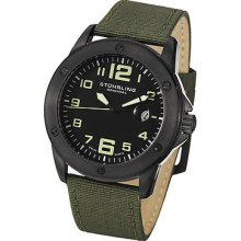 Stuhrling Original Men's Pilot Ace Quartz Canvas Leather Strap Watch