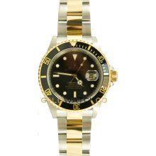 Submariner 16613 Steel & 18K Gold Black Face Bezel Engraving