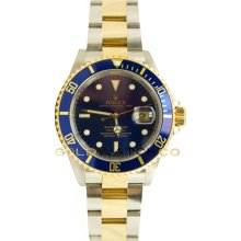 Submariner 16613 Steel & 18K Gold Blue Face Bezel Engraving