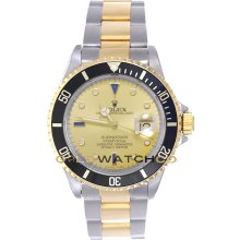 Submariner 16613 Steel Gold Black Bezel Champagne Dial