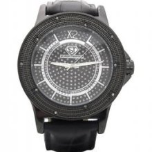 Super Techno Watch All Black .10ct Genuine Diamonds