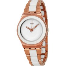 Swatch Rose Pearl White Dial Rose Gold-tone Stainless Steel Ladies Watch Ylg121g