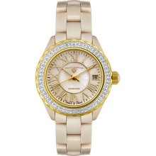 SWISS LEGEND Women's Karamica Diamond (1.09 ctw) Beige Ceramic