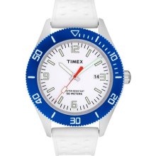 Timex Men's IQ T2N535 White Silicone Quartz Watch with White Dial