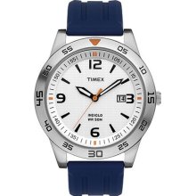 Timex Men's T2N696 Blue Resin Quartz Watch with White Dial ...