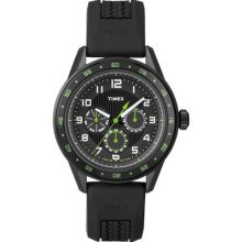 Timex Mens T2p044 Black And Green Watch