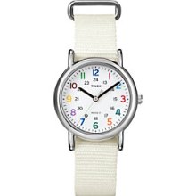 Timex Women's Weekender Mid-Size White Slip-Through Strap Women's