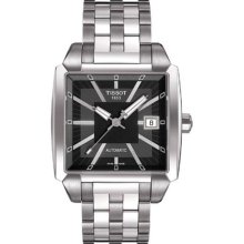 Tissot Quadrato Mens Black Dial Stainless Steel Watch