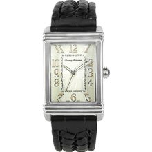 Tommy Bahama Mens Island Ease Swiss Stainless Watch - Black Leather Strap - Cream Dial - TB1154