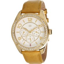 Tommy Hilifiger 1781250 White Dial Tan Leather Strap Women's Watch