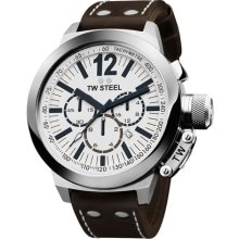 TW Steel Leather Strap Chronograph Watch Black