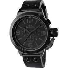 TW Steel Men's Cool Black Chronograph Black Dial Black Leather