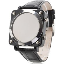 Unisex PU Digital LED Wrist Watch in Numbers LED (Black)