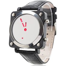 Unisex PU Digital with LED Pointer Wrist Watch (Black)