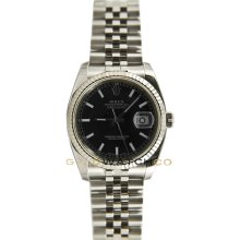 Unused Datejust 116234 Jubilee Band Fluted Bezel Black Dial