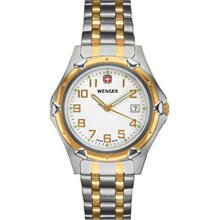 WengerÂ® Mens Standard Issue Xl White Dial Bi-color Bracelet Watchenticing