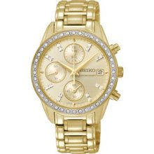 Women Seiko SNDX76 Chronograph Gold Tone Stainless Steel Case and