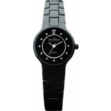 Women's Black Ceramic Quartz Crystal