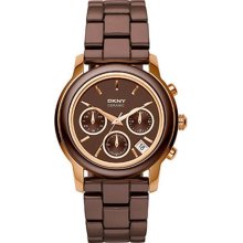 Women's brown dkny chronograph ceramic watch ny8430