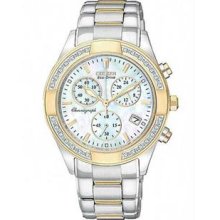 Women's Gold Tone Eco-Drive Regent Chronograph Mother of Pearl with