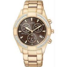 Women's Gold Tone Eco-Drive Regent Chronograph Brown Dial with