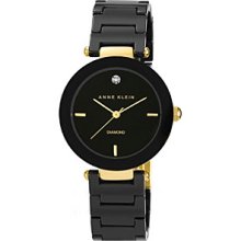 Women's Round Black Ceramic Quartz Watch