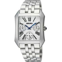 Women's Stainless Steel Case and Bracelet Silver Dial Day and Date Displays