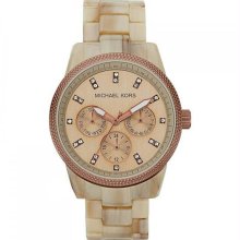 Women's Stainless Steel Case Plastic Resin Band Gold Dial