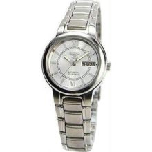 Women's Stainless Steel Seiko 5 Automatic Dress Silver Dial