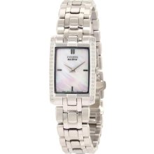 Women's Stainless Steel Stiletto Eco-Drive Sapphire Pink Mother of Pea