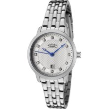 Women's White Swarovski Crystal Silver Textured Dial Stainless Steel