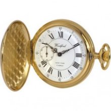 Woodford Full Hunter Roman Mechanical Pocket Watch - Gold